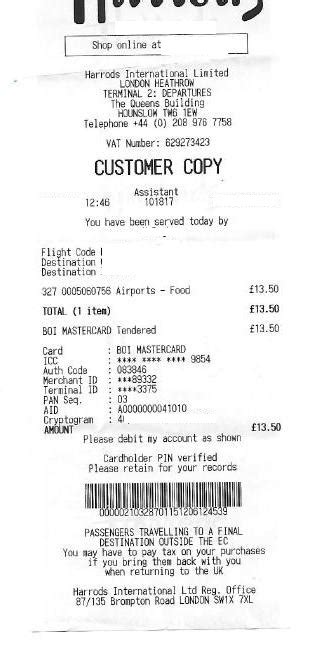 fake clothing receipts